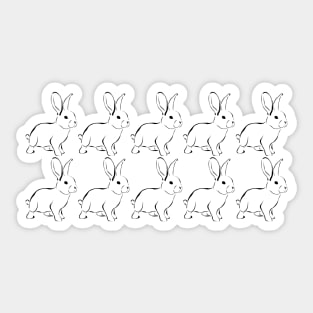 White Bunny Rabbits March Sticker